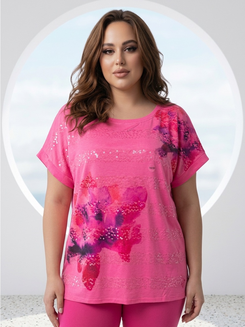 Lane Bryant Pink Floral Graphic Tee
